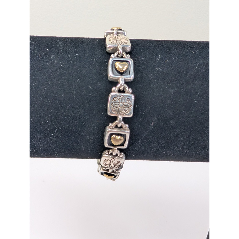 Brighton Love Reigns Silver Gold Hearts‎ ,& Flavors Bracelet 7in